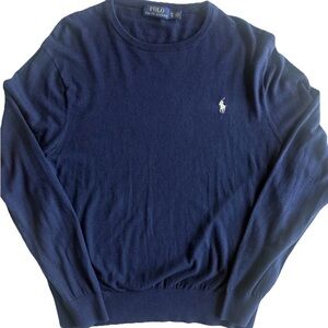 Polo Cotton Cashmere Blend Men’s Navy Logo Crewneck Sweater Size XL Iconic Pony